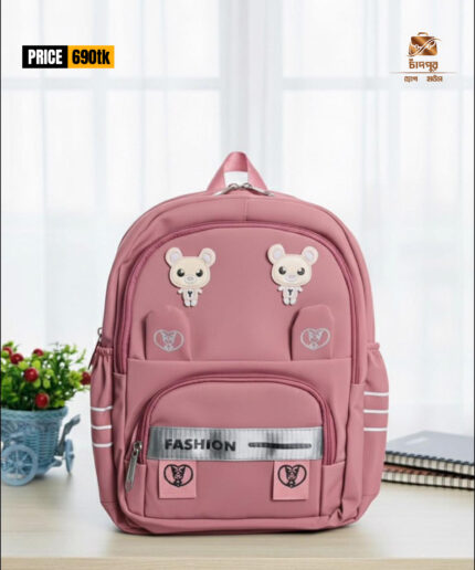 Pink Kids Backpack with Cartoon Characters